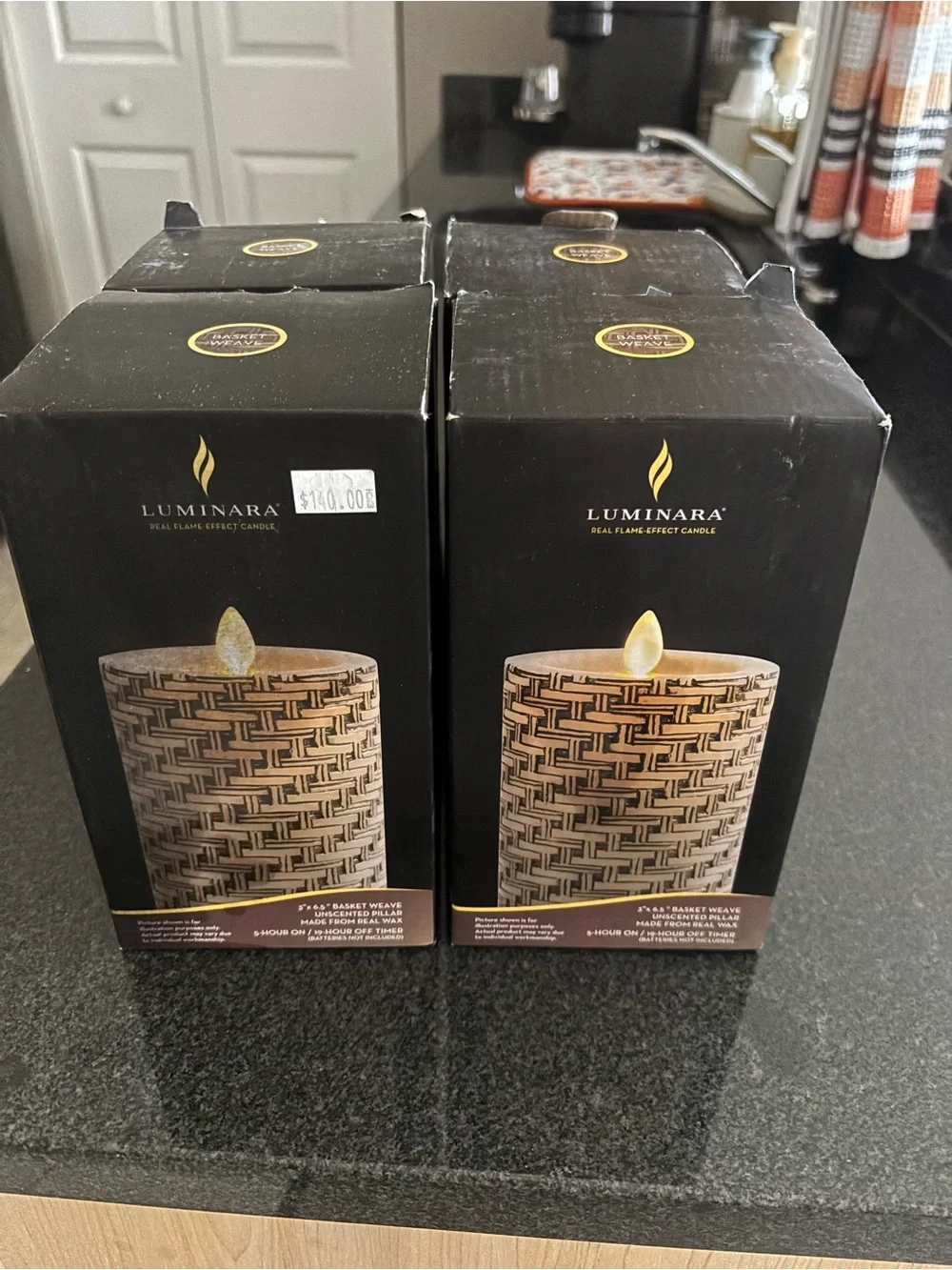 Luminara Basket-Weave LED Pillar Candle Set